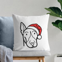 Bull Terrier Doodled Santa Hat Dog Breed Throw Pillow Cover -50+ Breeds