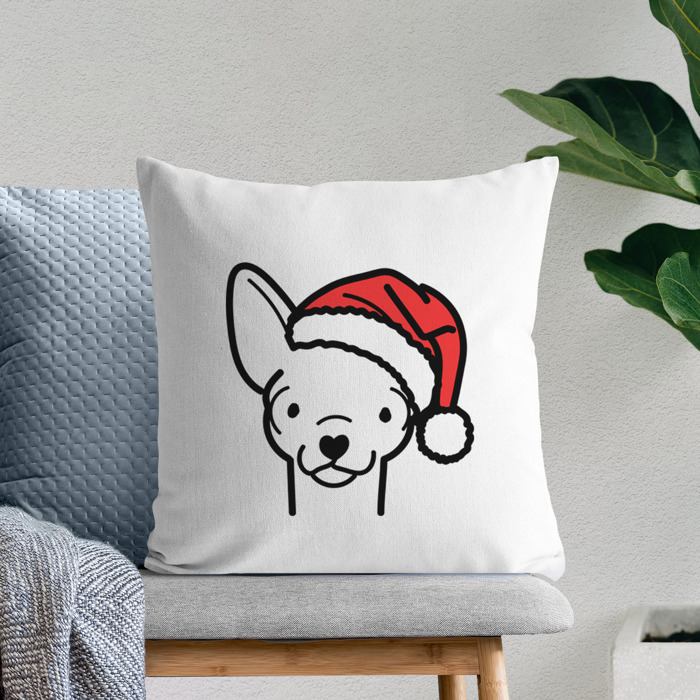 Doodled Santa Hat Dog Breed Throw Pillow Cover -50+ Breeds