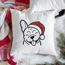French Bulldog Doodled Santa Hat Dog Breed Throw Pillow Cover -50+ Breeds
