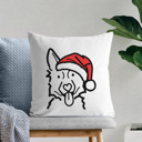 German Shepherd Doodled Santa Hat Dog Breed Throw Pillow Cover -50+ Breeds
