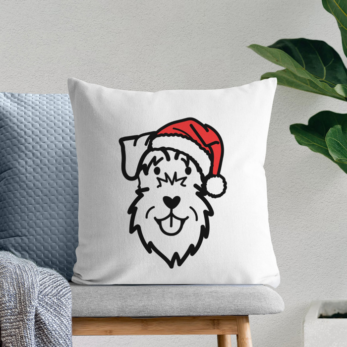 Doodled Santa Hat Dog Breed Throw Pillow Cover -50+ Breeds