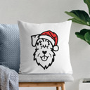 Schnauzer Doodled Santa Hat Dog Breed Throw Pillow Cover -50+ Breeds