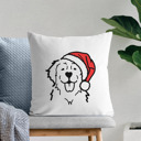 Golden Retriever 2 Doodled Santa Hat Dog Breed Throw Pillow Cover -50+ Breeds