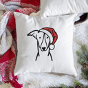Greyhound Doodled Santa Hat Dog Breed Throw Pillow Cover -50+ Breeds