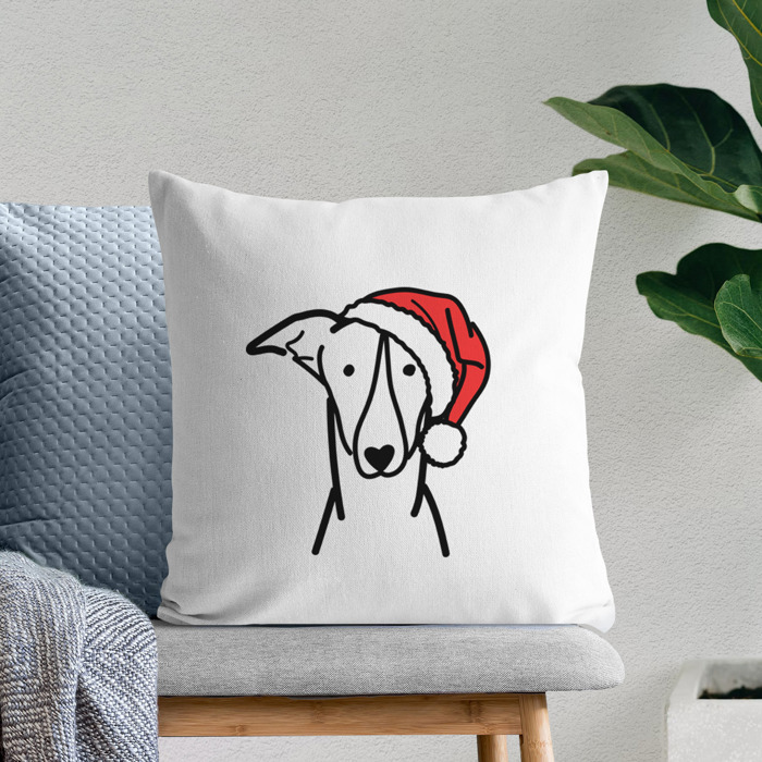 Doodled Santa Hat Dog Breed Throw Pillow Cover -50+ Breeds