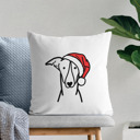 Greyhound Doodled Santa Hat Dog Breed Throw Pillow Cover -50+ Breeds