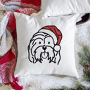 Havanese Doodled Santa Hat Dog Breed Throw Pillow Cover -50+ Breeds