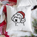 Havapoo Doodled Santa Hat Dog Breed Throw Pillow Cover -50+ Breeds