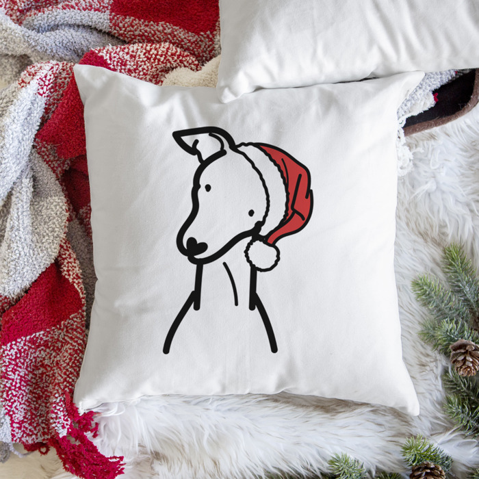 Doodled Santa Hat Dog Breed Throw Pillow Cover -50+ Breeds