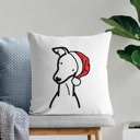 Italian Greyhound Doodled Santa Hat Dog Breed Throw Pillow Cover -50+ Breeds