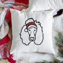 Poodle Doodled Santa Hat Dog Breed Throw Pillow Cover -50+ Breeds
