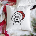 Labradoodle Doodled Santa Hat Dog Breed Throw Pillow Cover -50+ Breeds