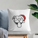 Pitbull Doodled Santa Hat Dog Breed Throw Pillow Cover -50+ Breeds