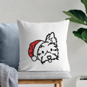 Yorkie Doodled Santa Hat Dog Breed Throw Pillow Cover -50+ Breeds