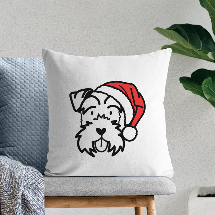 Doodled Santa Hat Dog Breed Throw Pillow Cover -50+ Breeds