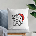 Mini Schnauzer Doodled Santa Hat Dog Breed Throw Pillow Cover -50+ Breeds