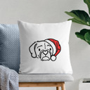Puggle Doodled Santa Hat Dog Breed Throw Pillow Cover -50+ Breeds