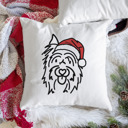 Silky Terrier Doodled Santa Hat Dog Breed Throw Pillow Cover -50+ Breeds