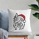 Silky Terrier Doodled Santa Hat Dog Breed Throw Pillow Cover -50+ Breeds