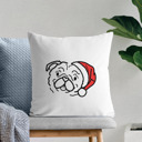 Pug Doodled Santa Hat Dog Breed Throw Pillow Cover -50+ Breeds