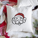 Toy Poodle Doodled Santa Hat Dog Breed Throw Pillow Cover -50+ Breeds