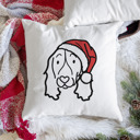 Springer Spaniel Doodled Santa Hat Dog Breed Throw Pillow Cover -50+ Breeds