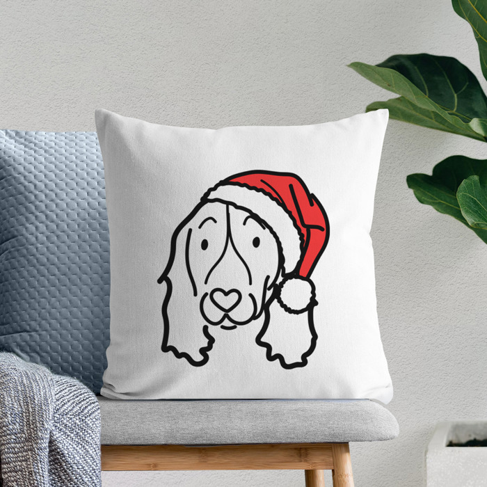 Doodled Santa Hat Dog Breed Throw Pillow Cover -50+ Breeds