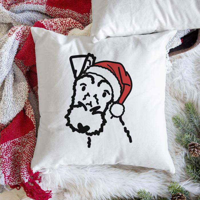 Doodled Santa Hat Dog Breed Throw Pillow Cover -50+ Breeds
