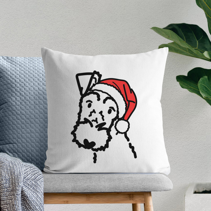 Doodled Santa Hat Dog Breed Throw Pillow Cover -50+ Breeds