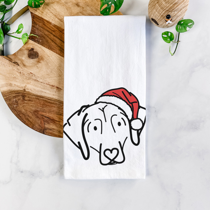 Doodled Santa Hat Dog  Breed Tea Towel - 50+ Breeds