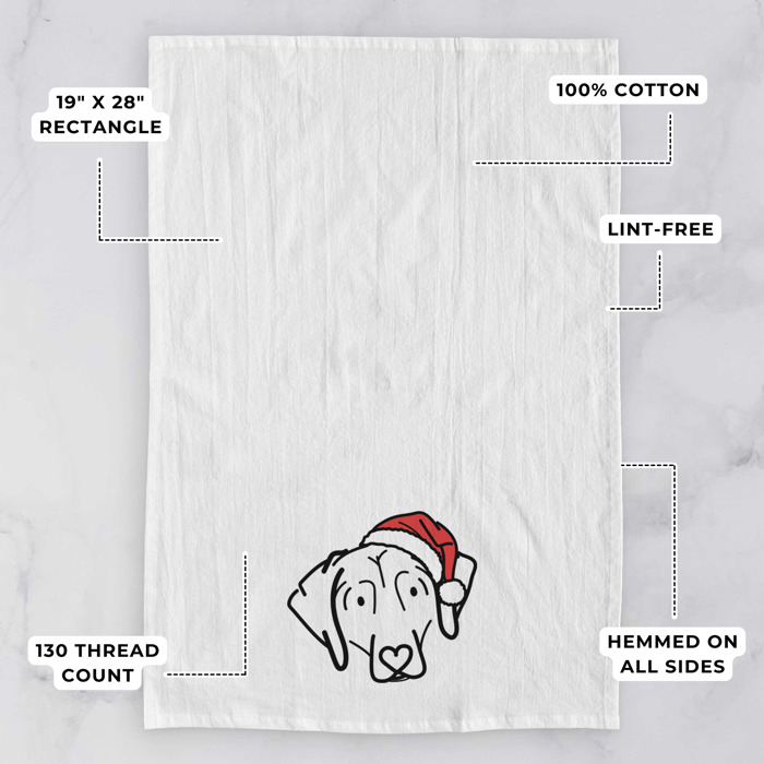 Doodled Santa Hat Dog  Breed Tea Towel - 50+ Breeds