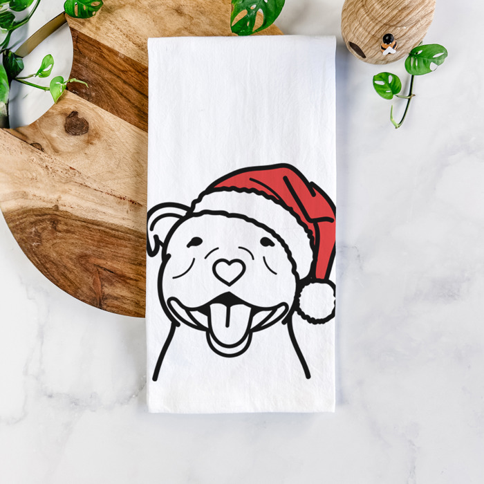 Doodled Santa Hat Dog  Breed Tea Towel - 50+ Breeds