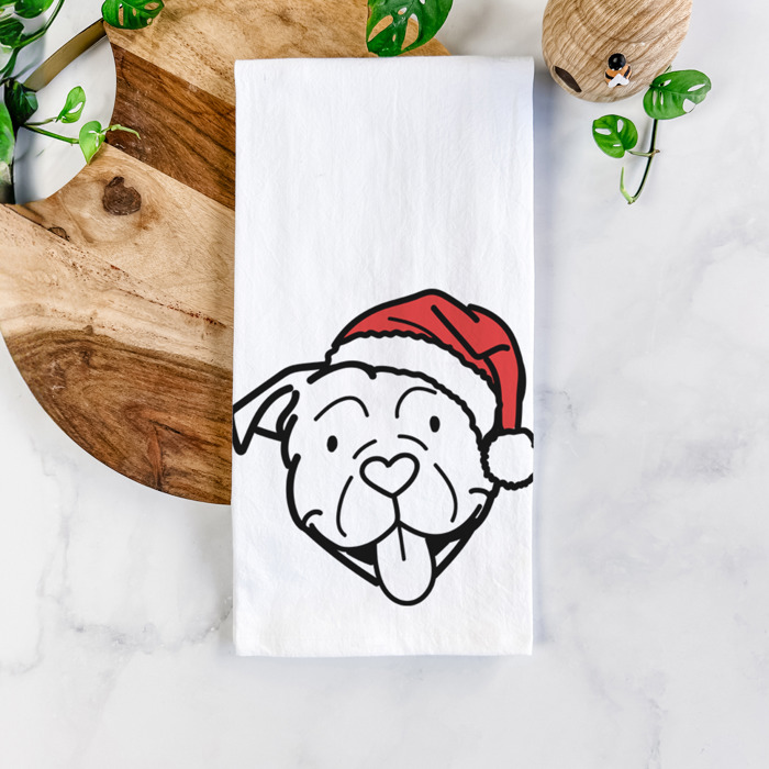 Doodled Santa Hat Dog  Breed Tea Towel - 50+ Breeds