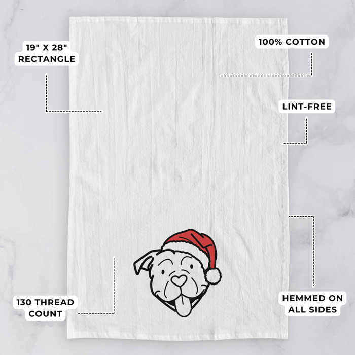 Doodled Santa Hat Dog  Breed Tea Towel - 50+ Breeds