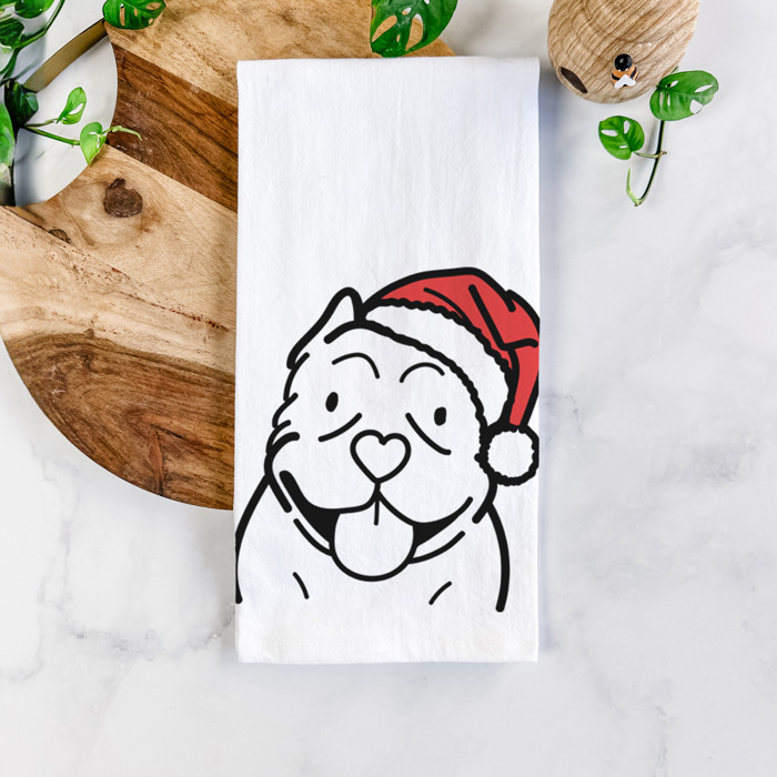 Doodled Santa Hat Dog  Breed Tea Towel - 50+ Breeds
