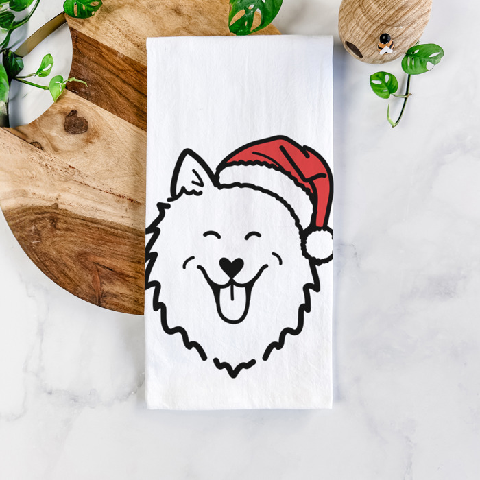 Doodled Santa Hat Dog  Breed Tea Towel - 50+ Breeds