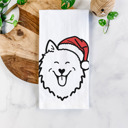 American Eskimo Doodled Santa Hat Dog  Breed Tea Towel - 50+ Breeds