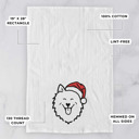American Eskimo Doodled Santa Hat Dog  Breed Tea Towel - 50+ Breeds