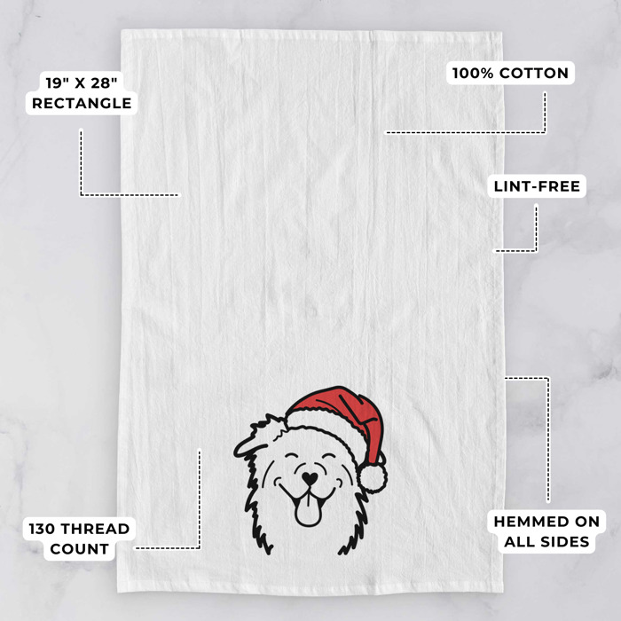 Doodled Santa Hat Dog  Breed Tea Towel - 50+ Breeds