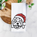 Goldendoodle Doodled Santa Hat Dog  Breed Tea Towel - 50+ Breeds