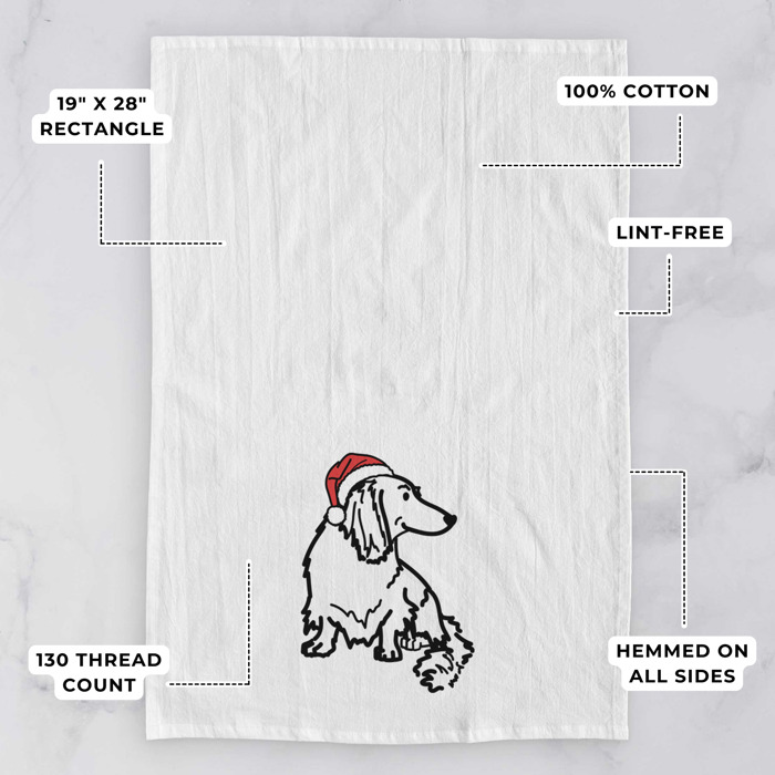 Doodled Santa Hat Dog  Breed Tea Towel - 50+ Breeds