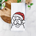 Bernedoodle Doodled Santa Hat Dog  Breed Tea Towel - 50+ Breeds