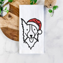 Border Collie Doodled Santa Hat Dog  Breed Tea Towel - 50+ Breeds