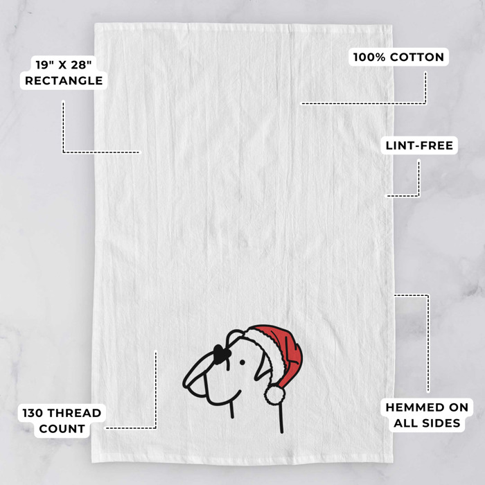 Doodled Santa Hat Dog  Breed Tea Towel - 50+ Breeds