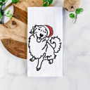 Golden Retriever Doodled Santa Hat Dog  Breed Tea Towel - 50+ Breeds