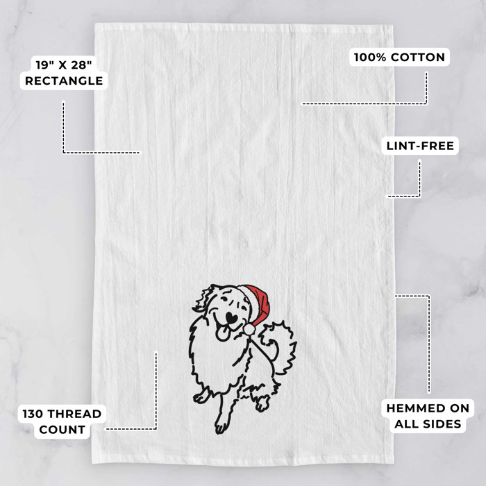 Doodled Santa Hat Dog  Breed Tea Towel - 50+ Breeds