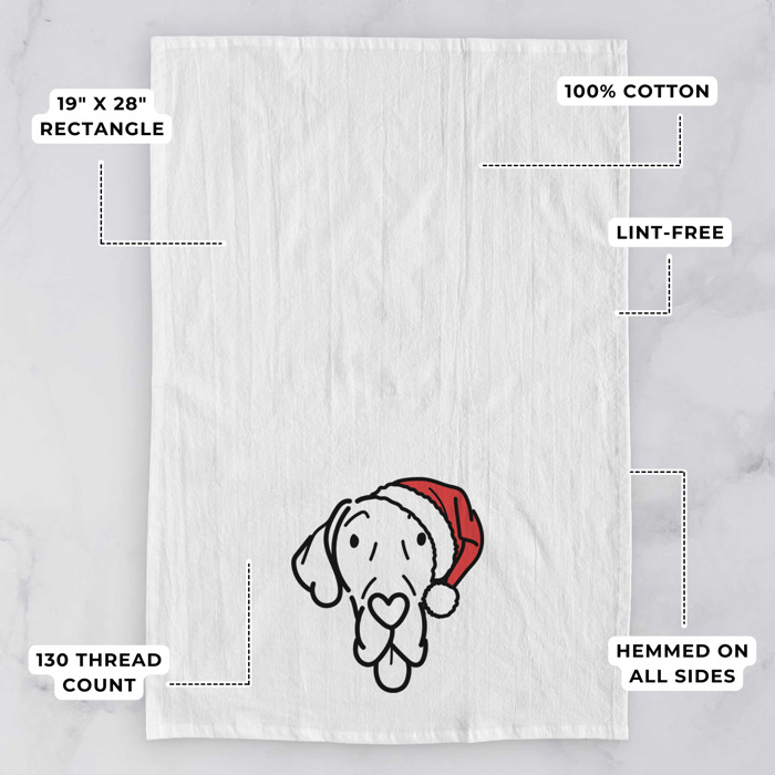Doodled Santa Hat Dog  Breed Tea Towel - 50+ Breeds