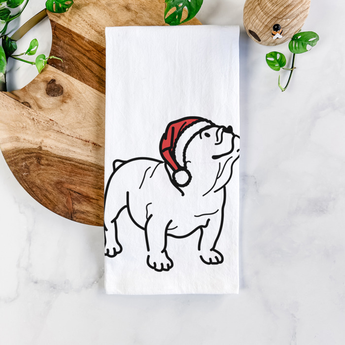 Doodled Santa Hat Dog  Breed Tea Towel - 50+ Breeds