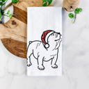 English Bulldog Doodled Santa Hat Dog  Breed Tea Towel - 50+ Breeds