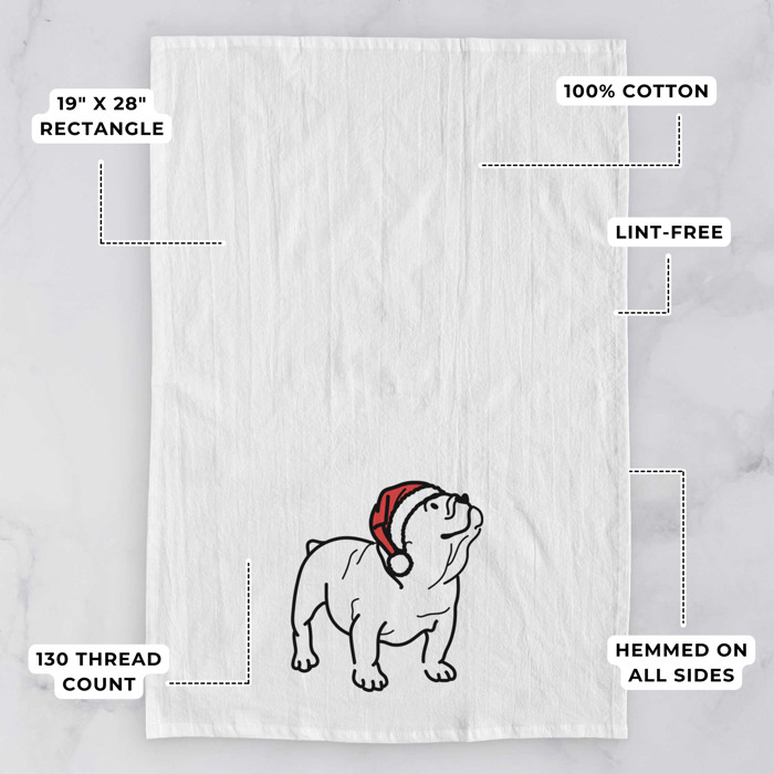 Doodled Santa Hat Dog  Breed Tea Towel - 50+ Breeds